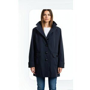 Ann Taylor Women's Black Classy Long Sleeve Rain Coat Sz Large Petite NWOT